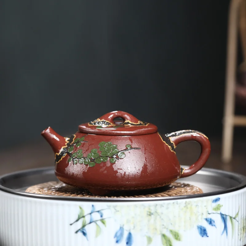 |TaoYuan 】 yixing undressed ore recommended xiao-lu li pure manual purple clay teapot loose stone gourd ladle 200 cc