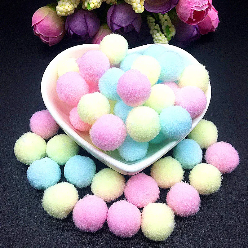 Light Yellow Pink Blue Pompom Fur Balls DIY Soft Pom Poms Craft Pompones Wedding Decor Glue on Cloth Accessories 8mm-30mm 20g