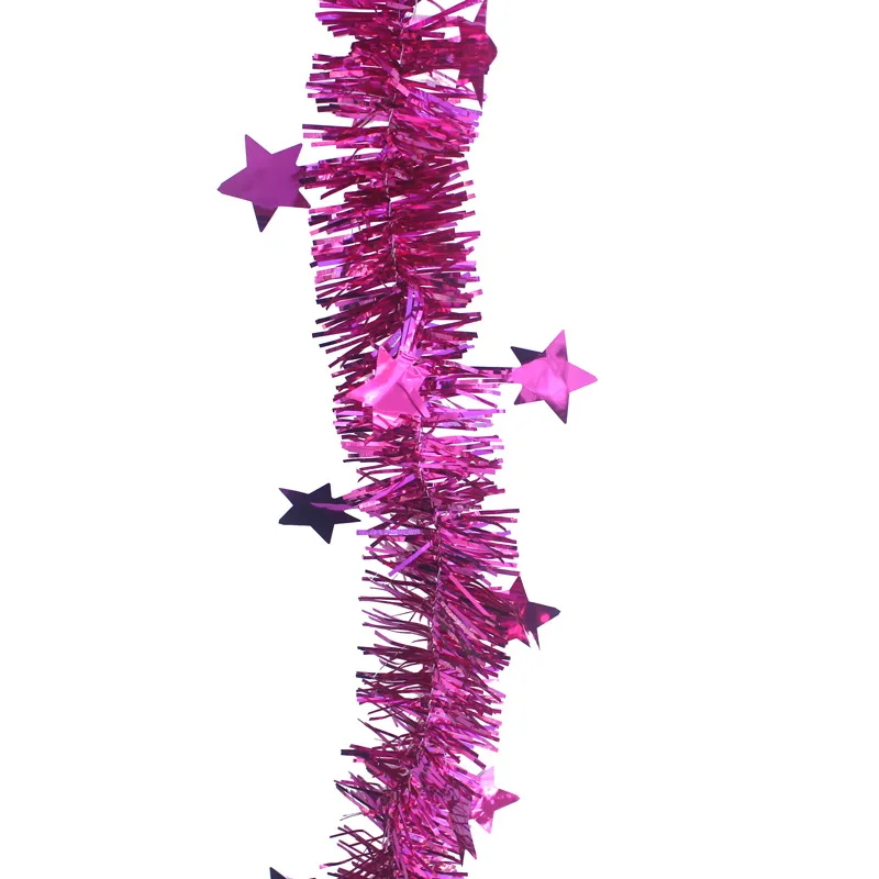 2M Metallic Foil Star Rattan Tinsel Garland Christmas Tree Ornaments Gold Silver Wire Tinsel Garland Party Decoration