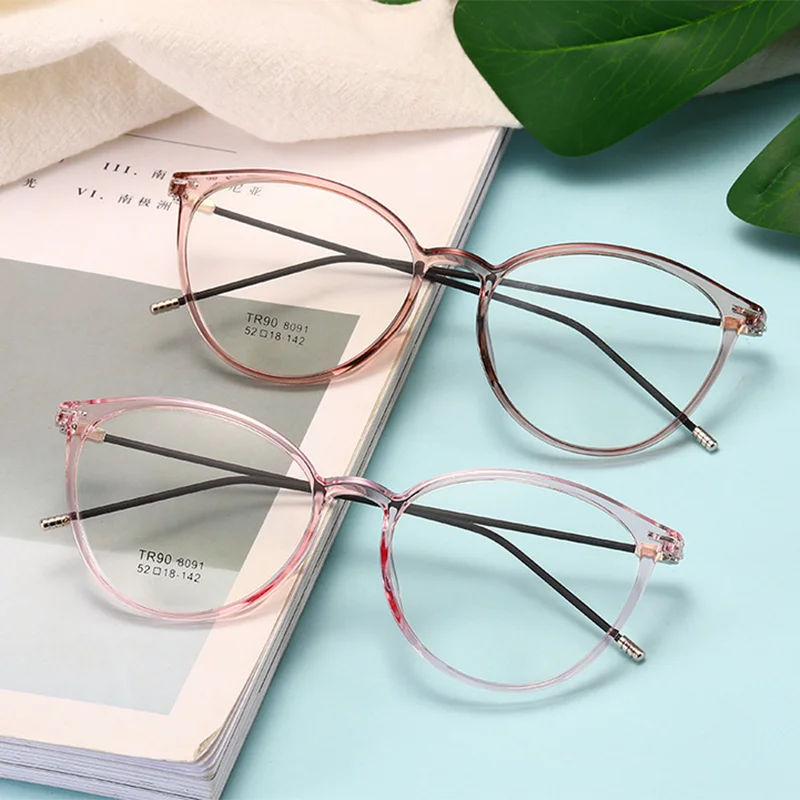 Men Square Nearsighted Spectacle Ultralight TR90 Steel Wire Leg Women Oval Prescription Eyeglasses Diopter 0 -0.5 -1.0 To -6.0