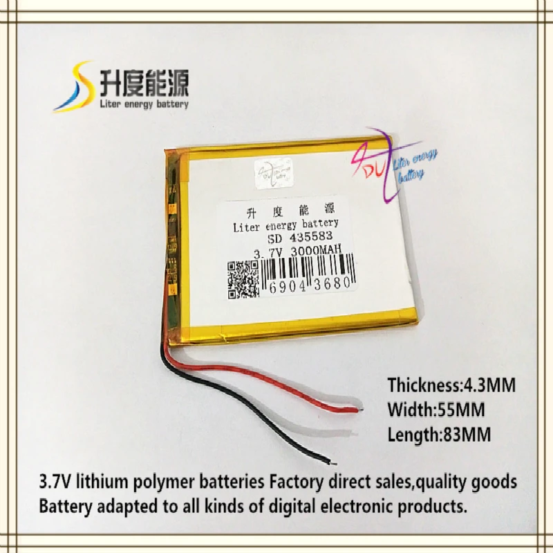 

3,7 V 3000mAH 435583 полимер литий-ионный/литий-ионный аккумулятор для планшетных ПК Цифровая фоторамка внешний аккумулятор