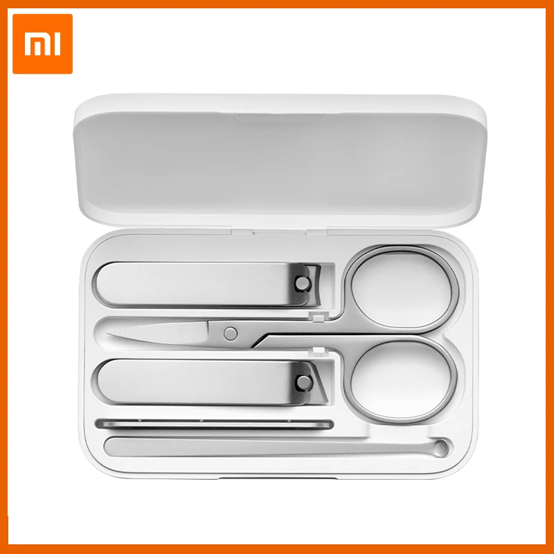 Original XIAOMI MIJIA ชุดเล็บเล็บ5Pcs สแตนเลสทำเล็บมือเล็บเท้าเล็บ Clipper ตัดเล็บแฟ้ม Ear เลือกด้วย Storage กล่อง