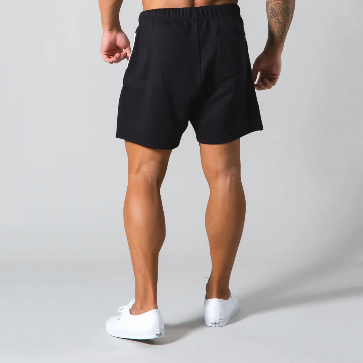 Black Patchwork Running Sport Shorts Men Gym Fitness Bodybuilding Cotton Loose Short Pants Male Summer Workout Training Bermuda