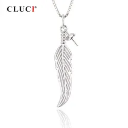 CLUCI Real Silver 925 Feather Pendant for Necklace Sterling Silver Women Valentine Day Gift Pendant Jewelry SP285SB