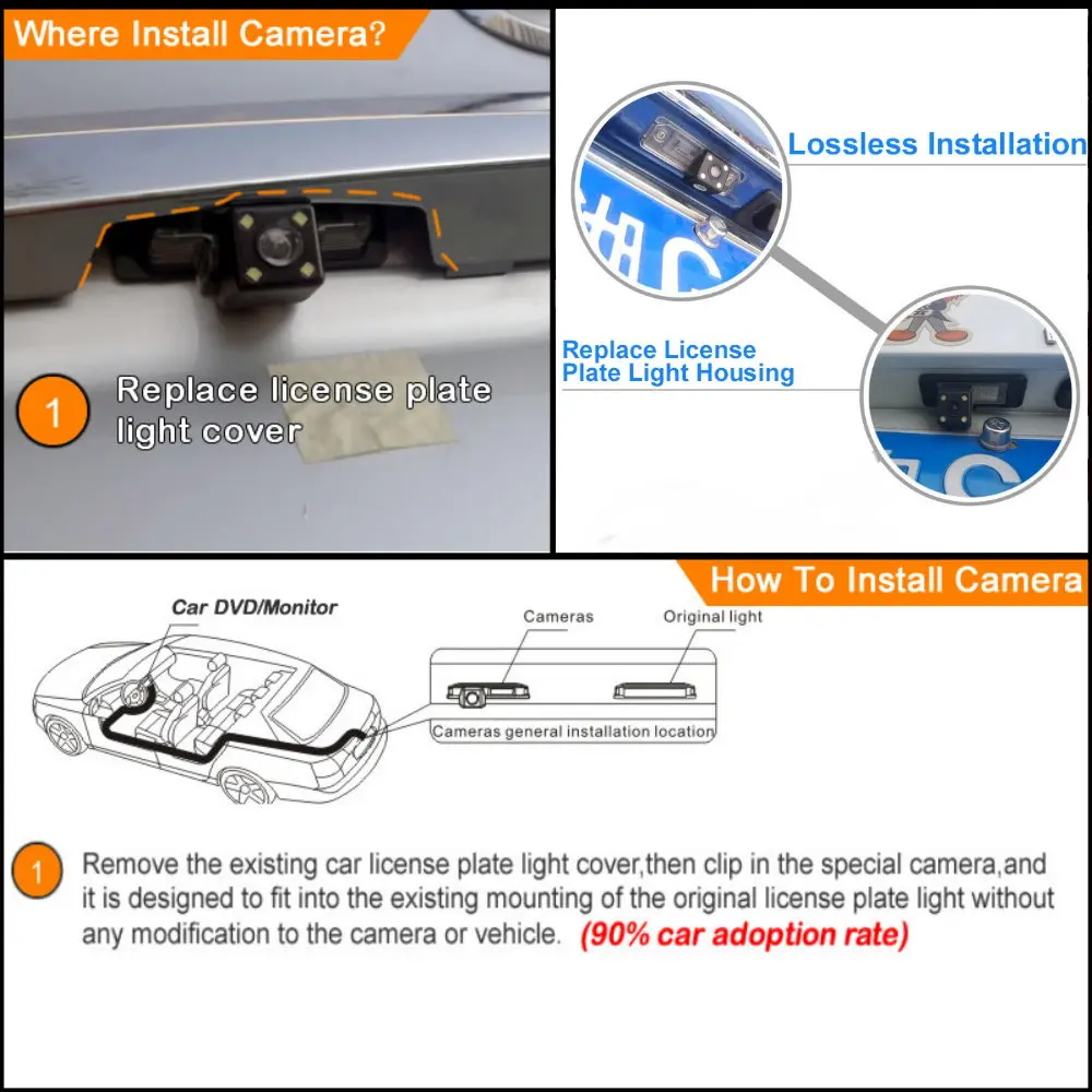 For Toyota Corolla 2012-2018 Rear View Back Parking Camera Adapter RCA HD CCD CAM OEM Display Reversing Image Upgrade Kit