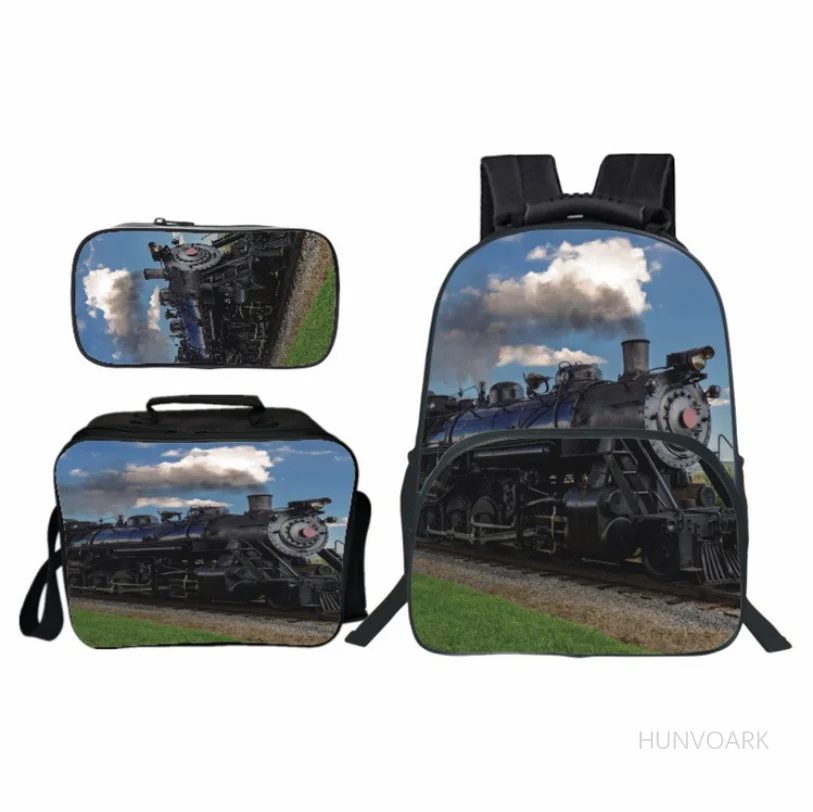 Cute Steam Locomotive / Train pattern school bags backpack children backpack for train kid kindergarten bag boys canvas bookbag