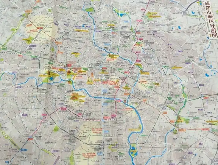 Mappa del Tour turistico di Chengdu Chengdu versione cinese e inglese mappa di viaggio mappa della città di Chengdu