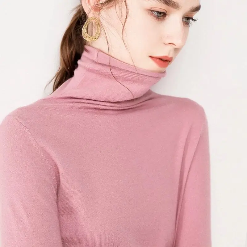 TAILOR SHEEP Sweater Women's Casual Long Sleeve Turtleneck Wool  Pullover Winter Ladies Bottoming Knitted Tops