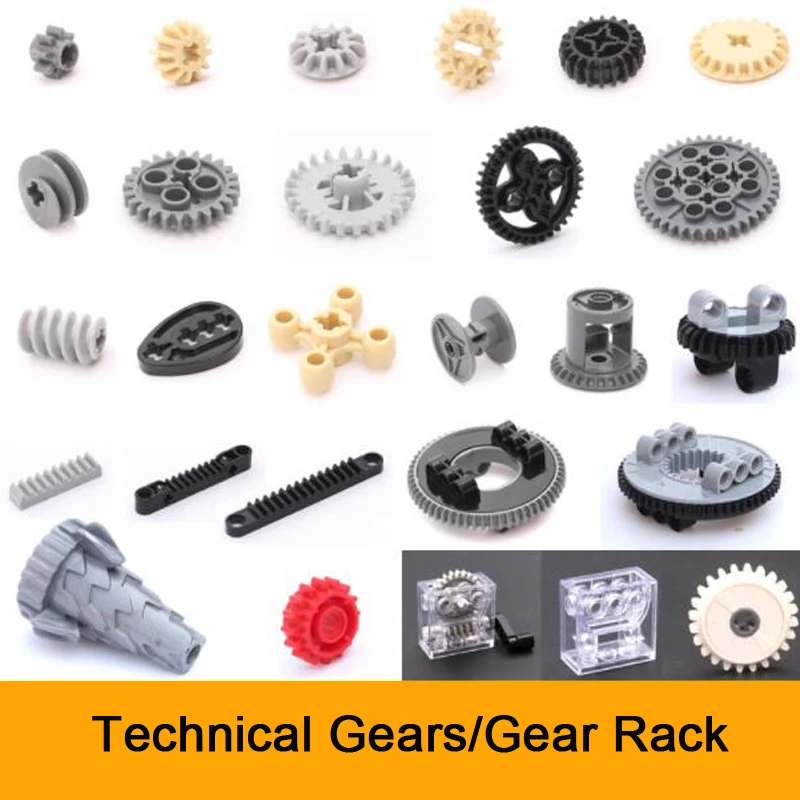 Technical Gears/Gear Rack Building Block MOC Brick Parts Toys For Kids Creative Educational 3648/3649/3650b/3743/4716 10pcs/Lot