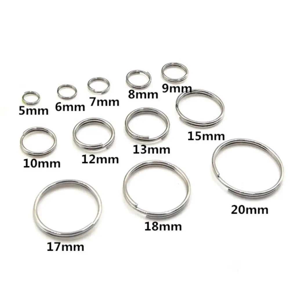 

100pcs/lot 6-20mm 304 stainless steel Key Holder Split Rings Unisex Keyring Keychain Keyfob Accessories Keychain Making