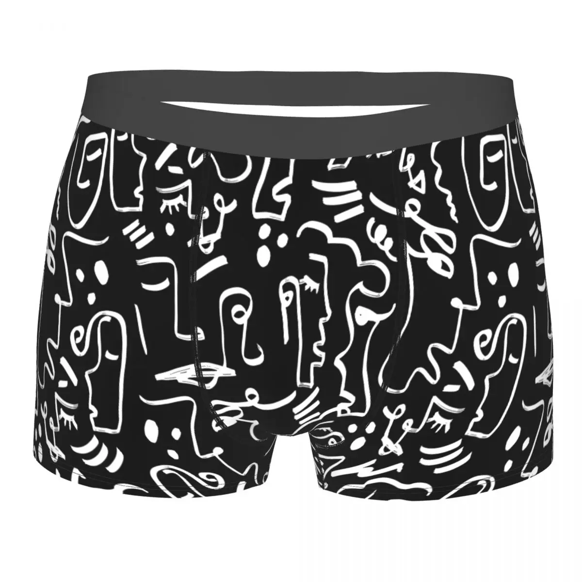 

Abstract One Line Drawing Faces Masks And Geometric Underpants Breathbale Panties Male Underwear Print Shorts Boxer Briefs