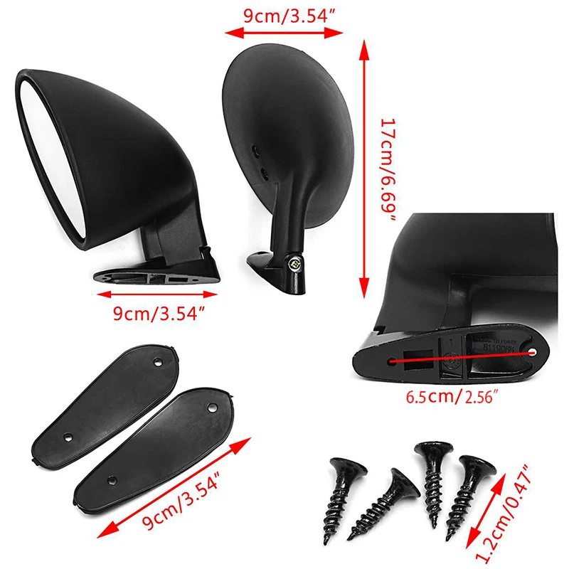 Universal Rearview Mirror Car Classic Retro Door Wing Side Mirror California Style Right + Left