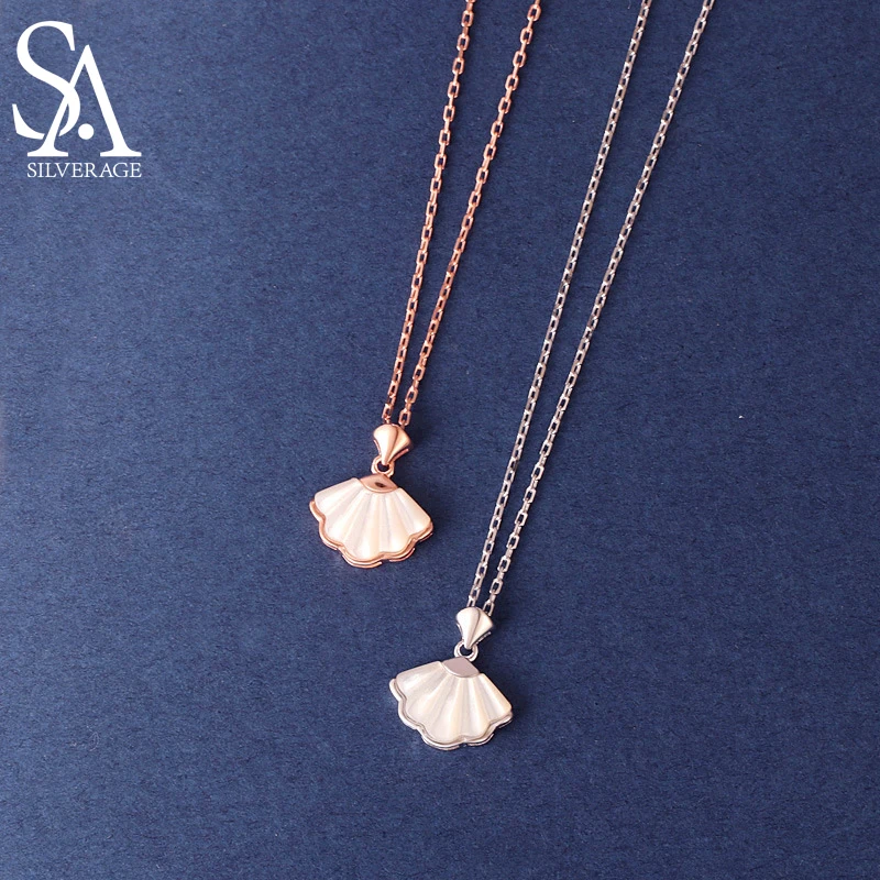 

SA SILVERAGE Bohemia Shells Geometry Style Send Your Girlfriend's and Parents S925 Silver Shell Necklace for Women's Luxury