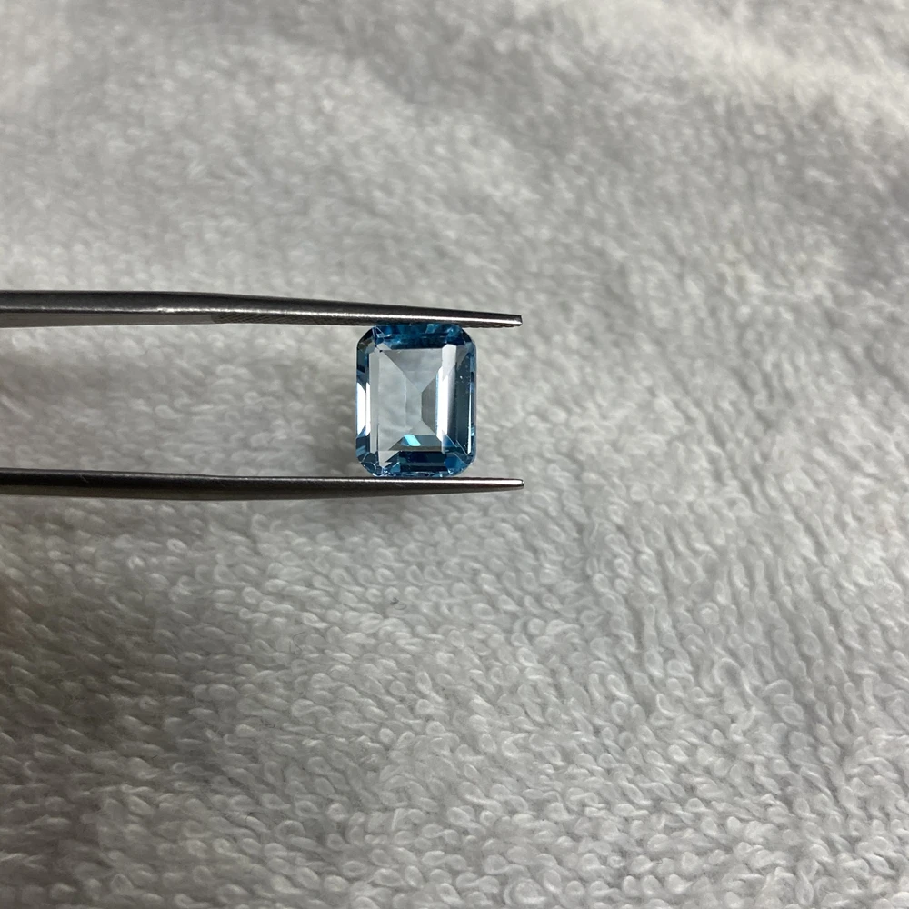 Emerald cut 10×8mm 4.1 carats 100% natural sky blue topaz loose gemstone for  fashion earring Ring making