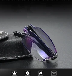 !2 Pairs! Foldable Portable Diamond Cut Ultralight Luxury Anti Blu Anti Fatigue Rimless Reading Glasses +0.75 +1 +1.25 +1.5 to +