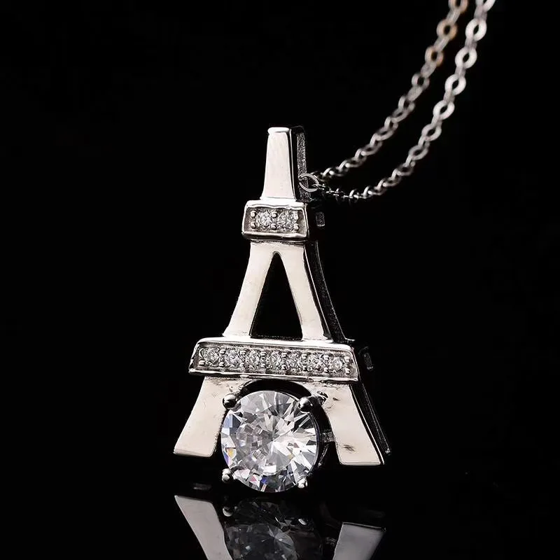 Fashion tower necklace 925 Silver moissanite 1.00ct claw inlaid Silver 925 pendant for women