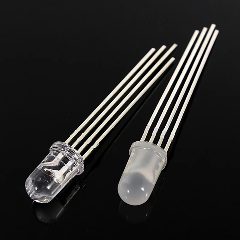 10/20/50/100pcs Led Light Lighting Diodes RGB Common Cathode 5mm RGB LED Common Cathode 4-Pin Tri-Color Emitting Diode