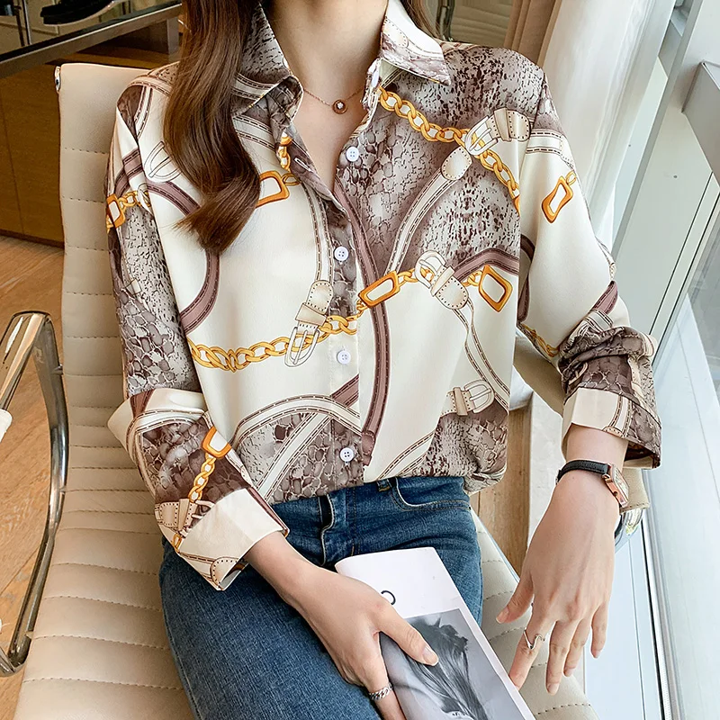 Fashion printing ladies shirts Women\'s Blouses Spring Autumn Long Sleeve Shirts Tops Blusas Mujer