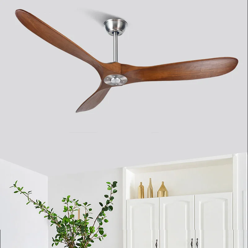 Large size 60 Inch Modern Solid Wood Ceiling Fan Without Light With Remote Control Loft Without Lamp Fan 220V Ventilador De Teto