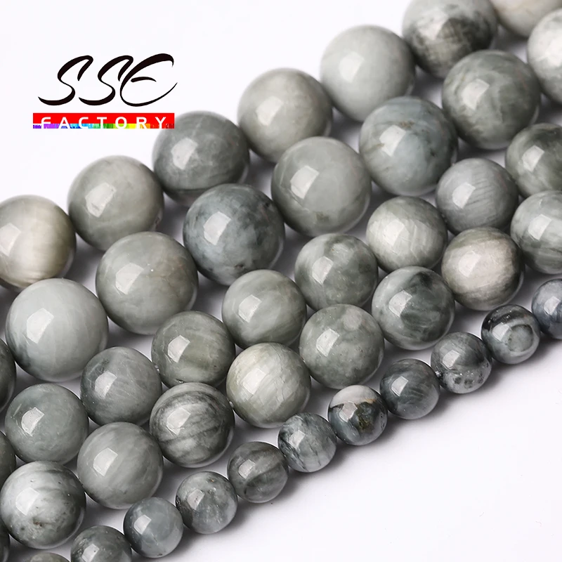 5A Natural Gemstones Eagle Eye Hawk Eye Beads Round Loose Bead For Jewelry Making Diy Charm Bracelet Accessories 6 8 10 12mm 15\