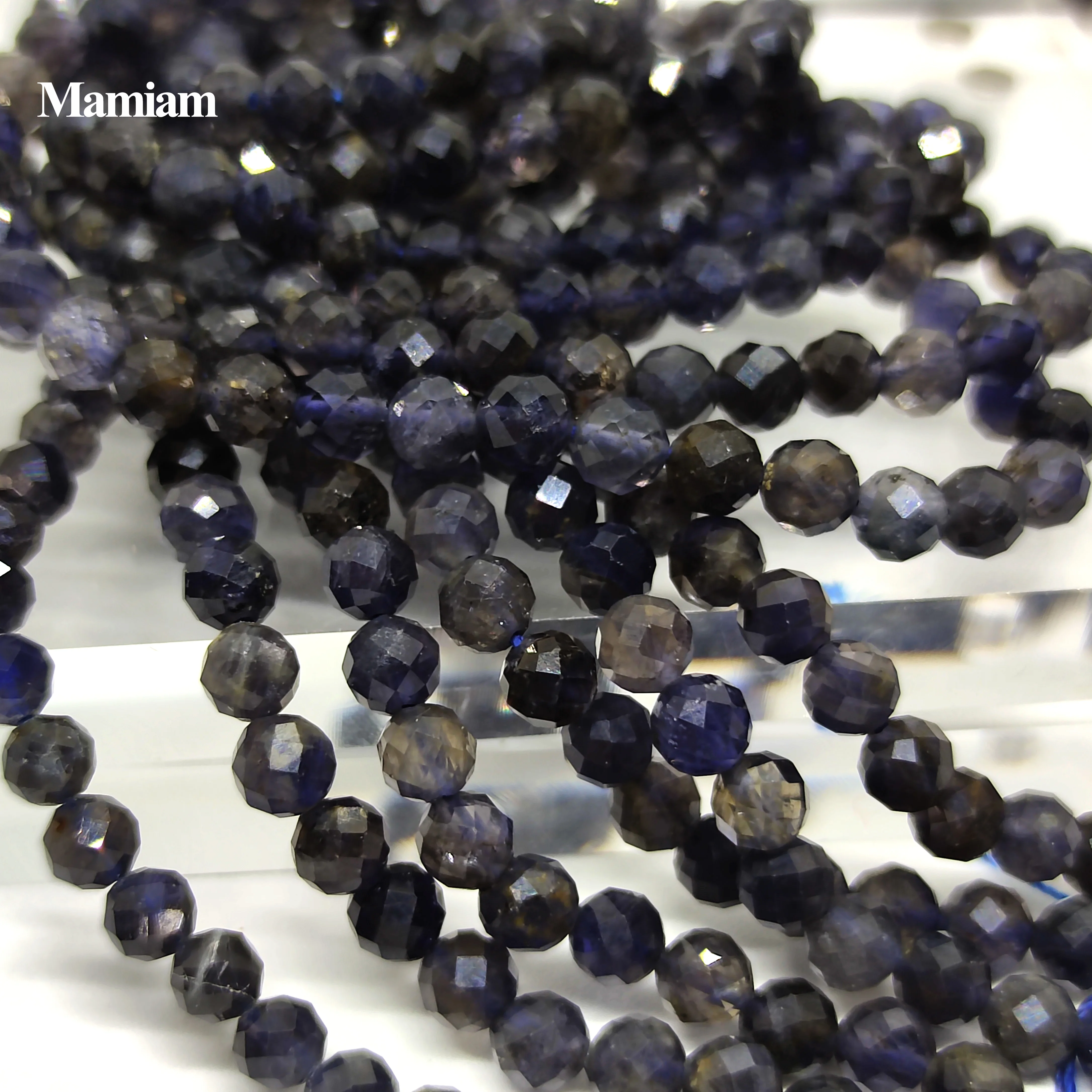 Mamiam  Natural A Iolite Stone Faceted Round Charms Beads 5.5mm Gemstone Bracelet Necklace Diy Jewelry Making Gift Design