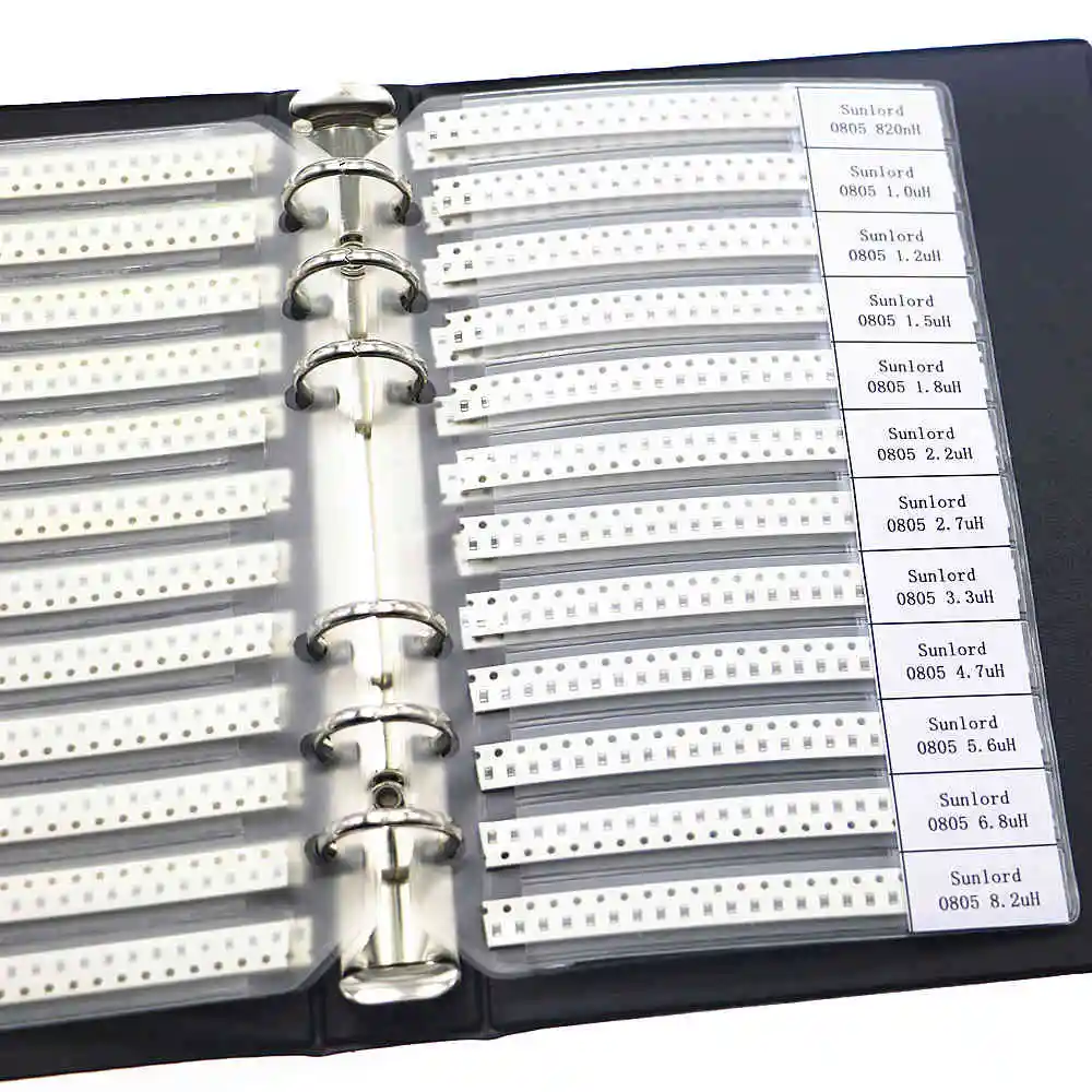 SMD SMT Chip Indutores Sortimento Kit, Sample Book, 0805, 44 Valores x 25PCs, 4.7NH-100uH