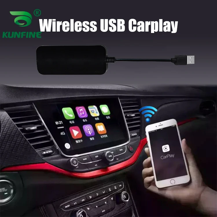 

KUNFINE Wireless Wire Apple CarPlay Dongle for Android Car stereo Unit USB Carplay Stick with Android AUTO