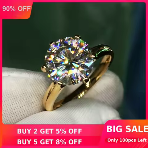 Solitaire 1.5ct Lab Diamond 24K Gold Ring Original 925 sterling silver Engagement Wedding band Rings for Women Bridal Jewelry