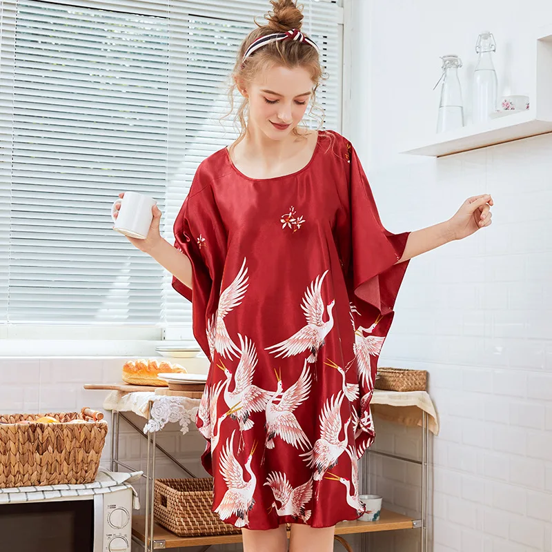 Fashion Female Robe Bath Gown Printed Design Women Rayon Nightdress Summer Nightgown Pijama Mujer Zh887K