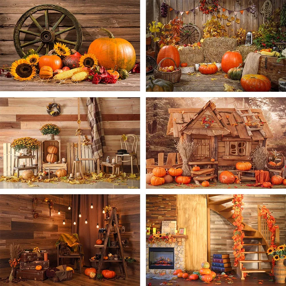 Avezano Autumn Farm Fall Pumpkin Barn Hay Newborn Baby Backdrop Yellow Maples Photography Background For Photo Studio Photophone