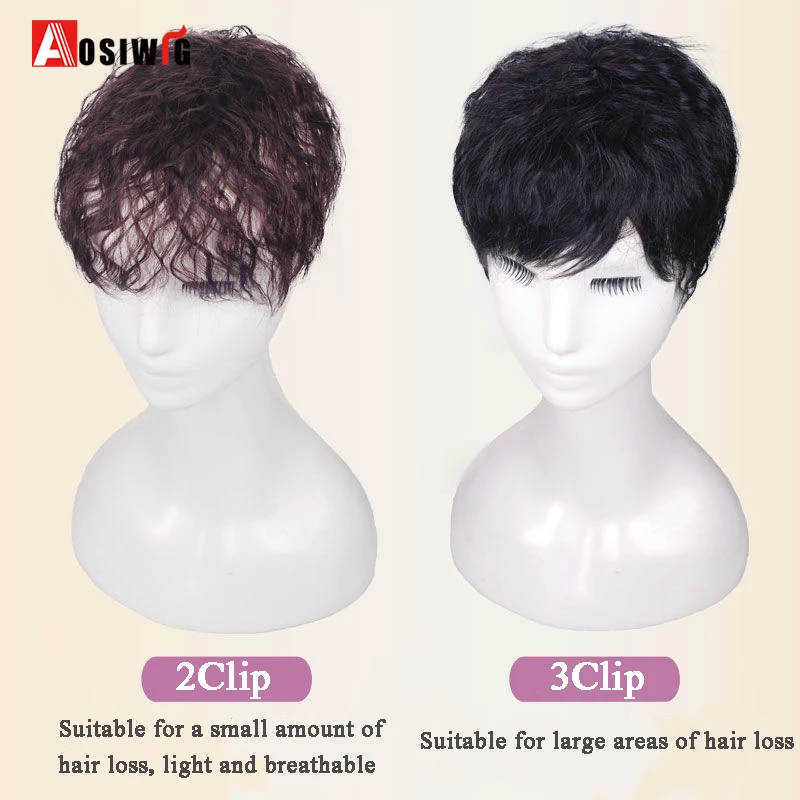 Aosiwig Synthetic Hair Natural Replacement Hairpiece Fake Women Kinky Curly Corn Beard Hair Replacement Clip In Hair Extension