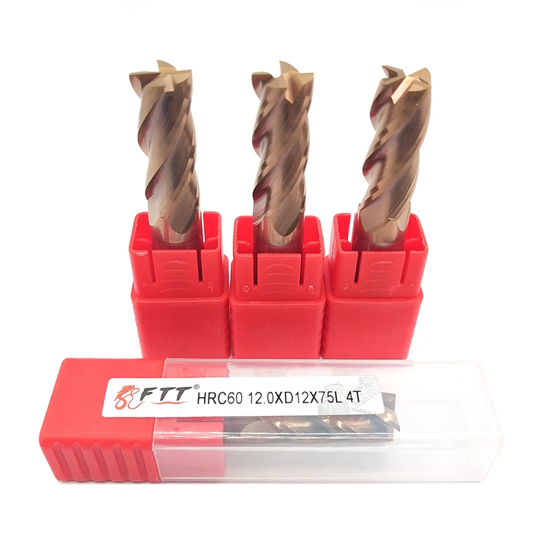 Imagem -05 - Fresa de Topo Plano Fresa de Topo Padrão Flautas Hrc60 12 mm Fresa de Topo Plano de Carboneto Padrão Comprimento Lateral Fresa de Perfil de Entalhe com 10 Peças