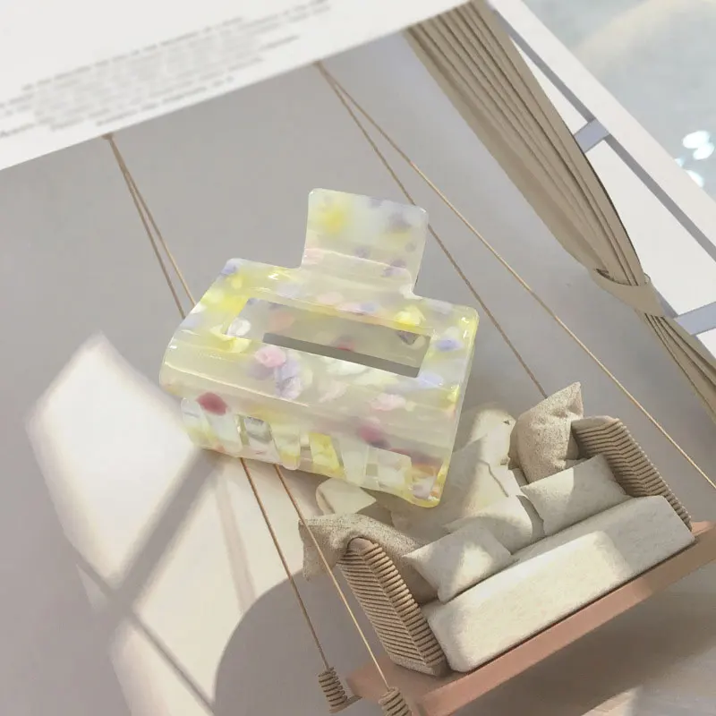 Vintage Korea Square Rambut Cakar Geometris Rambut Klip untuk Wanita Rambut Styling Alat Jepit Rambut Besar Aksesoris Asetat Jepit Rambut