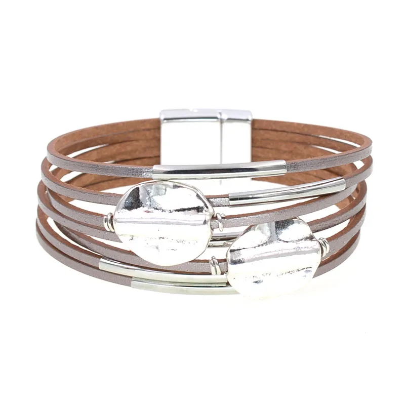 WELLMORE charm Leather Bracelets For Women & Men Multiple Layers wrap Bracelet Couple gifts fashion Jewelry wholesale