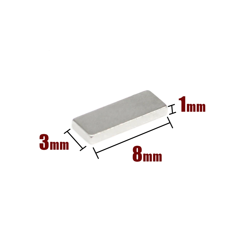 20/50/100/200PCS 8x3x1mm Super Strong Square Magnet   8x3x1mm for Home Refrigerators, Offices DIY  8x3x1mm