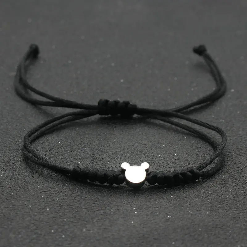 Cute Bear Head Charm Bracelets for Women Lucky Red String Braided Adjustable Couple Bracelet Men Woman Friendship Jewelry