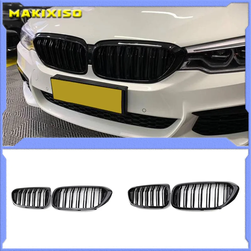 

1 Pair Front Kidney Grille for Bmw New 5 Series G30 G38 2018-2019 Grille Gloss Black Front Bumper Slat Grill