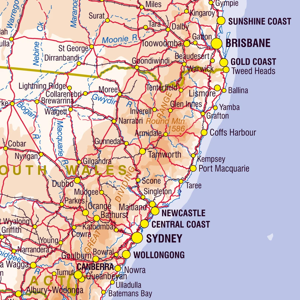 59*42 سنتيمتر التضاريس وحركة المرور الطريق خريطة أستراليا حائط لوح رسم ملصق فني اللوازم المدرسية الفصول الدراسية ديكور المنزل