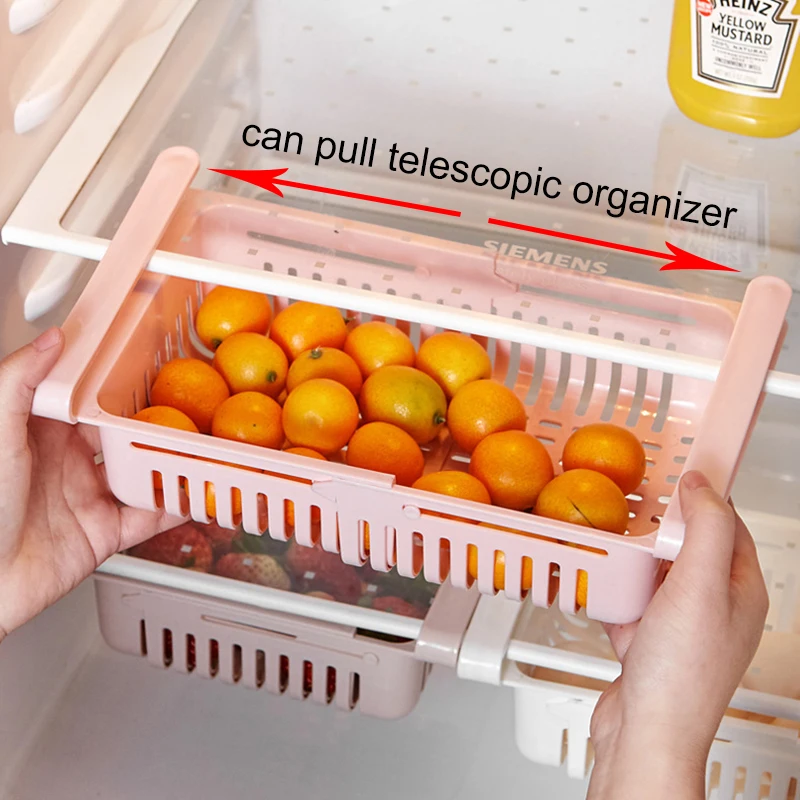 Kitchen Fridge Storage Box Slide Fridge Drawer Clear Freezer Organizer Refigerator Storage Rack Space Saver Kitchen Accessories