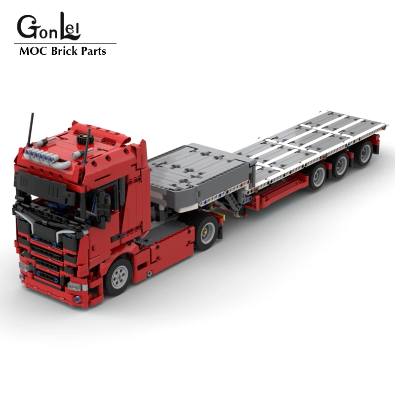 

MOC Customed Model Sca Truck and Steering Trailer Building Blocks Bricks High-Tech Cars DIY Assembly Educational Toys Gifts