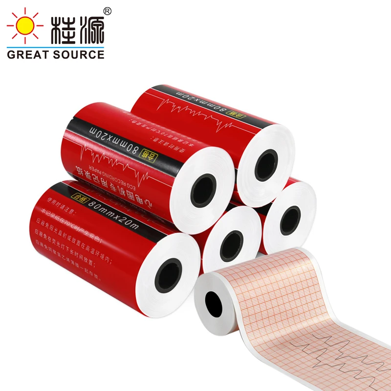 MQQ 110mm Medical Electrocardiogram Recording Paper 6 Leads 60g Pulp Paper 20meters(10Rolls)