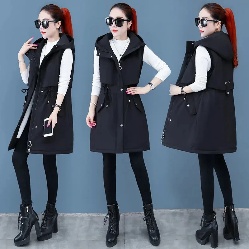 

New 2023 Winter Down Cotton Vest Female Outerwear Fashion Cotton Waistcoat Add Velvet External Wear Women's Vest Jacket