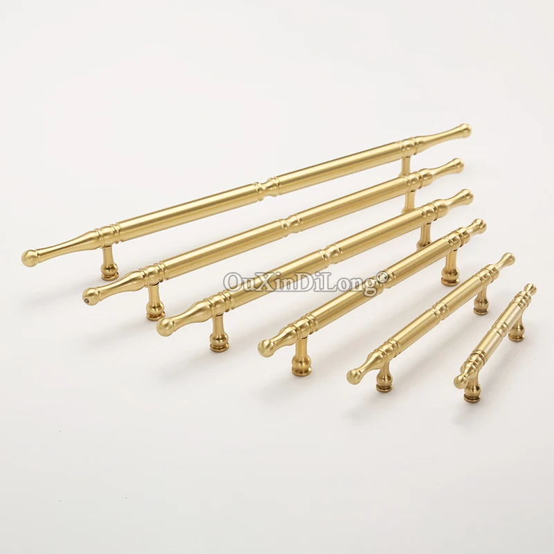 

1PCS Satin Brass Furniture Handles and Knobs Nordic Drawer Pens Kitchen Cabinet Handles Cupboard Pulls GF452