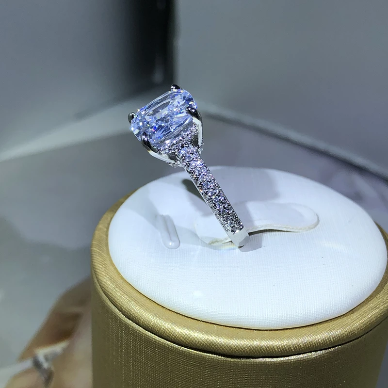 Bagues en argent 925 pour femmes, bague carrée en zircone cubique, bijoux pour amoureux, fiançailles, mariage, luxe romantique