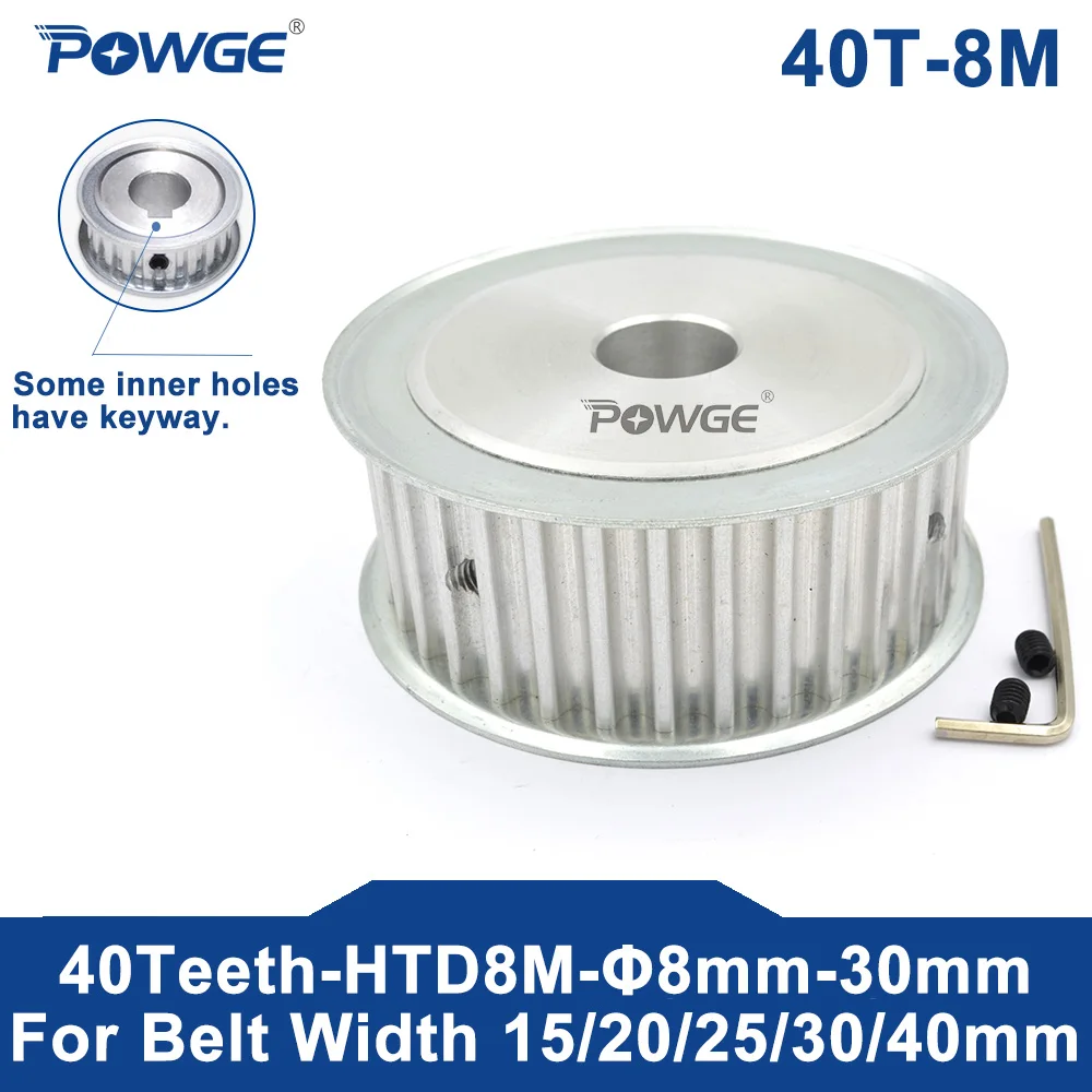 

POWGE Arc HTD 8M 40 Teeth Timing Synchronous Pulley Keyway Bore 8-38mm for Belt Width 25/30/40mm HTD8M 40-8M AF 40T 40Teeth