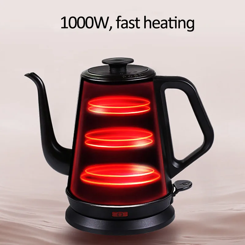 220V Electric Kettle Household Gooseneck TeaPot 1.0L Water Boiler Hand Brewing Coffee Pot Tea Maker 304 Stainless Steel Liner