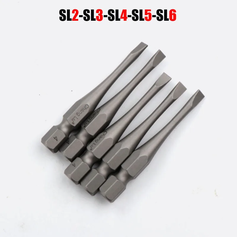 50mm Slotted SL2-SL6 Screwdriver Bit Set 1/4\