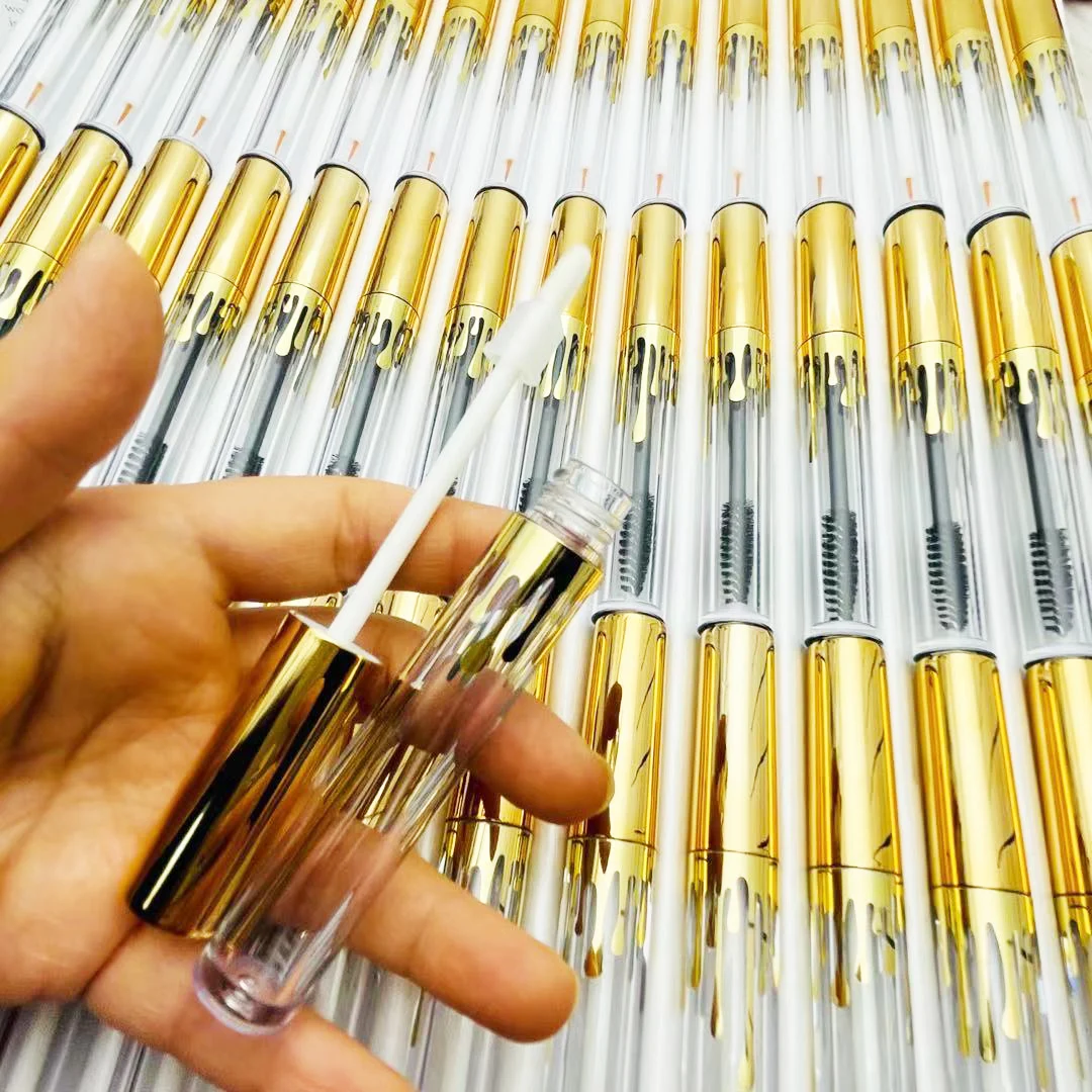 5/50/100PCS 4ml Empty Lip Gloss Tubes Gold Water Droplets DIY Mascara Tube Eyelash Bottle Cosmetic Packing containers wholesale