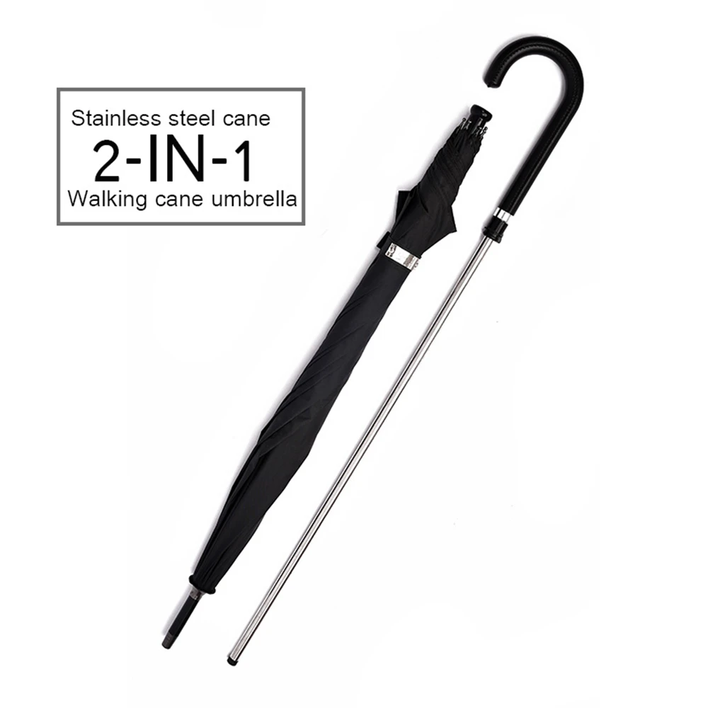 Walking Cane Stick Self Defense 2-In-1 Sturdy Windproof UV Protection Umbrella Suitable for Hiking Hanging Out On Raining