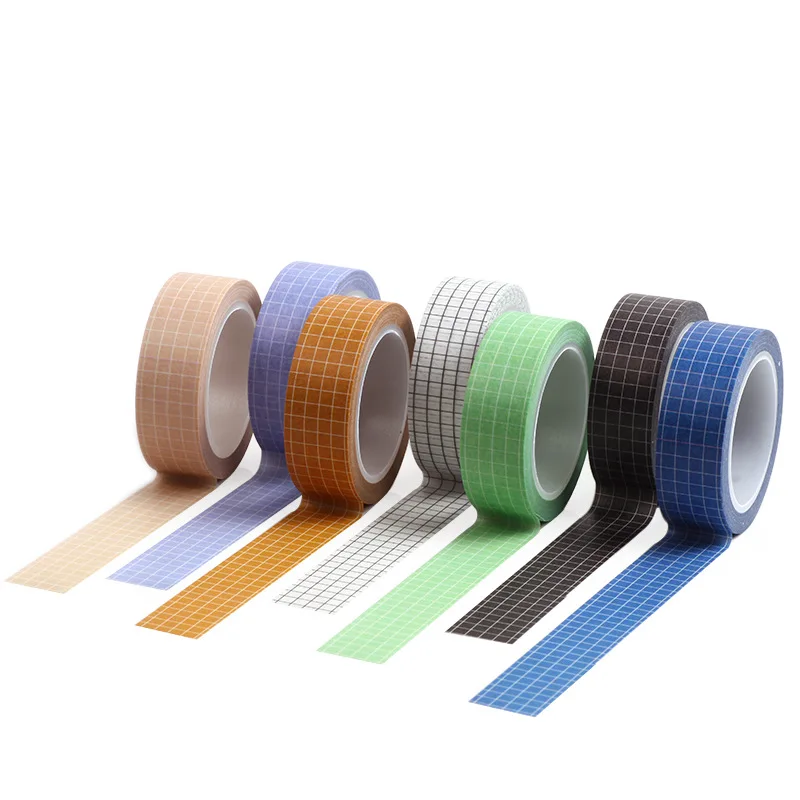 10Pcs Decorative Black White Pink Purple Grey Brown Plaid Masking Washi Tape Set for Bujo Planner Scrapbooking DIY Stationary